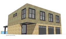 This is the front elevation for these Modern Home Plans.