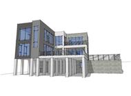 This is a 3D computer rendering of these Modern House Plans.