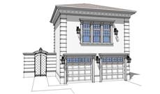 This is a computer generated front elevation of these Garage Plans.