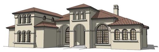 This is the front elevation of these Mediterranean Home Plans.