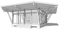 This image shows the front elevation of these Modern House Plans.