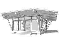 This image shows the front elevation of these Modern House Plans.
