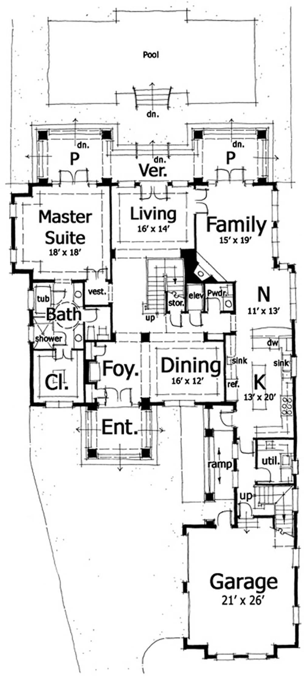 Floor Plan First Story for Bungalow House Plan DT-0025