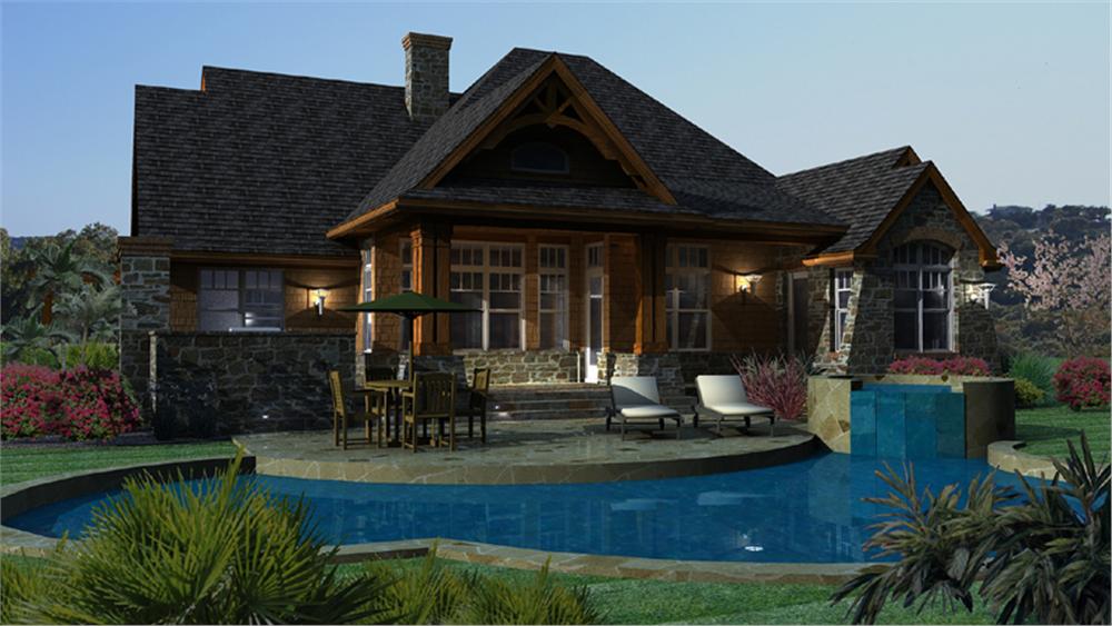 117-1092 house plan rear elevation