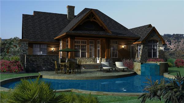 117-1092 house plan rear elevation