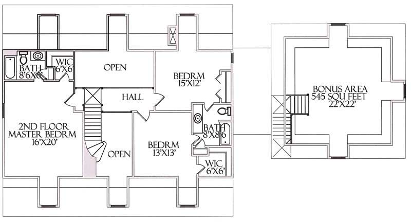 House Plan CR-516 Second Floor Plan