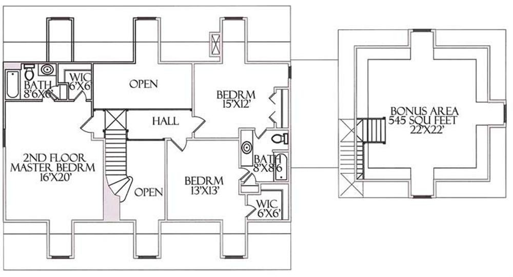 House Plan CR-516 Second Floor Plan