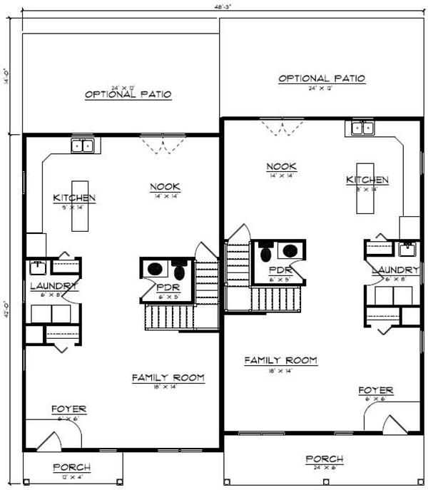 Floor Plan First Story for multi-unit house plans # CR-606