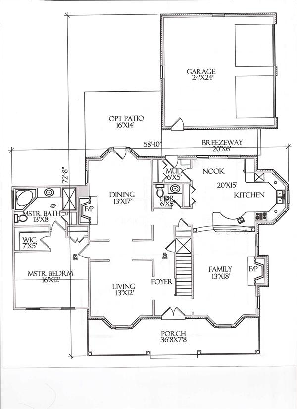 Floor Plan First Story for Country House Plans # CR-509-B