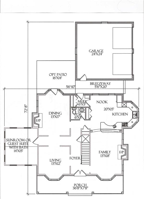 Floor Plan First Story for Country Home Plans # CR-509-A