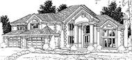 European House plans 119-1080 front rendering.