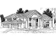 European House plans 119-1080 front rendering.