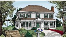 This is a very cheerful rendering of these Colonial Home Plans.