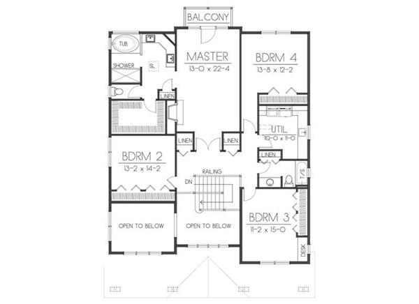House Plan DDI 106-222 Second Floor Plan