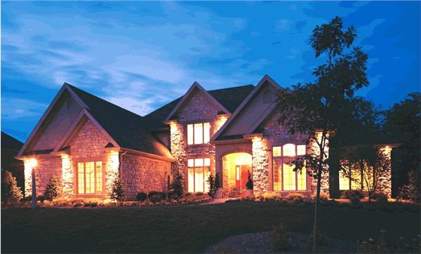 This image shows the front elevation for these European homeplans.