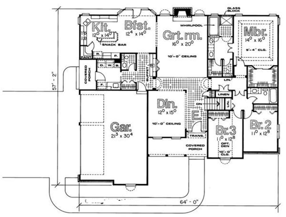 120-1644 house plan first floor
