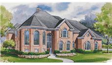 This image shows the front elevation of these European House Plans, French Plans, 1-1/2 Story House Plans,Home Plans.