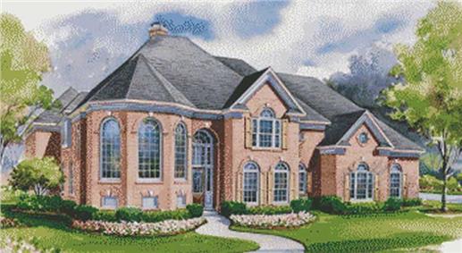 This image shows the front elevation of these European House Plans, French Plans, 1-1/2 Story House Plans,Home Plans.