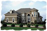 This image shows the front elevation of these European House Plans, French House Plans.