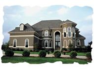 This image shows the front elevation of these European House Plans, French House Plans.