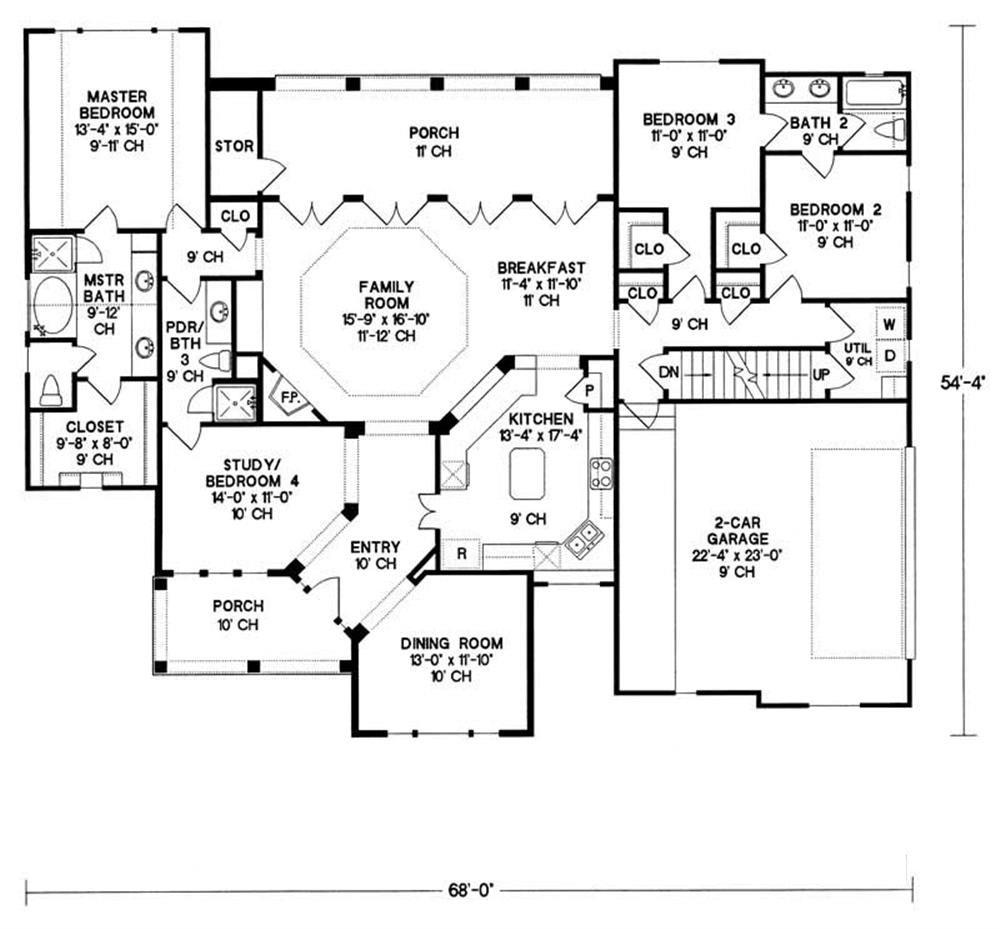 Home Plan: 120-1977 Upper Level Floor Plan