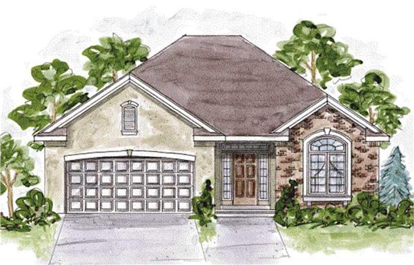 120-2107 house plan front rendering