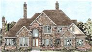 This image shows the front elevation of these Luxury House Plans, European House Plans, Traditional House Plans, 1-1/2 Story House plans.