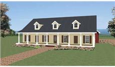 This image is a computer rendering of the front of these Southern Home Plans.