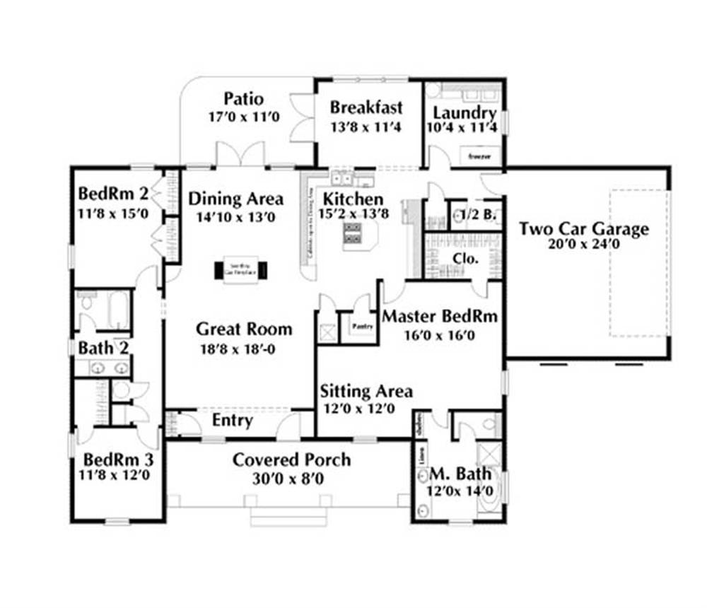 Floor Plan First Story for country house plans # DH2340