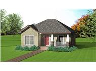 This image shows the front elevation of these country house plans.