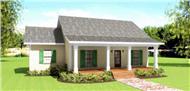 This image shows the front elevation of this set of Country Houseplans.