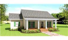 This image shows the front elevation of this set of Country Houseplans.