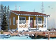 This is a computer rendering of these Small Vacation Home Plans.