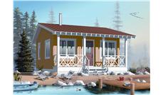 This is a computer rendering of these Small Vacation Home Plans.