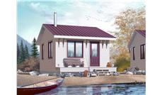 This is a colorful rendering of these Small Vacation Home Plans.