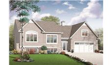 This is the front elevation for these split-level home plans.