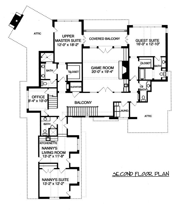 Floor Plan Second Story for this set of luxury home plans.
