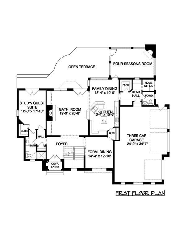 Floor Plan First Story for these french house plans.