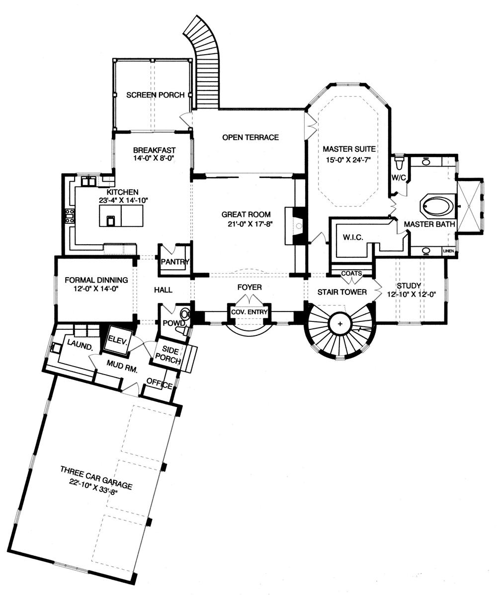 Floor Plan First Story for these french houseplans.