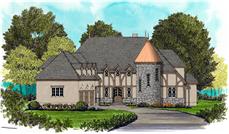 French houseplans EDG-4926 color elevation.