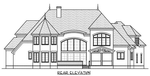Home Plan Rear Elevation for this set of french house plans.