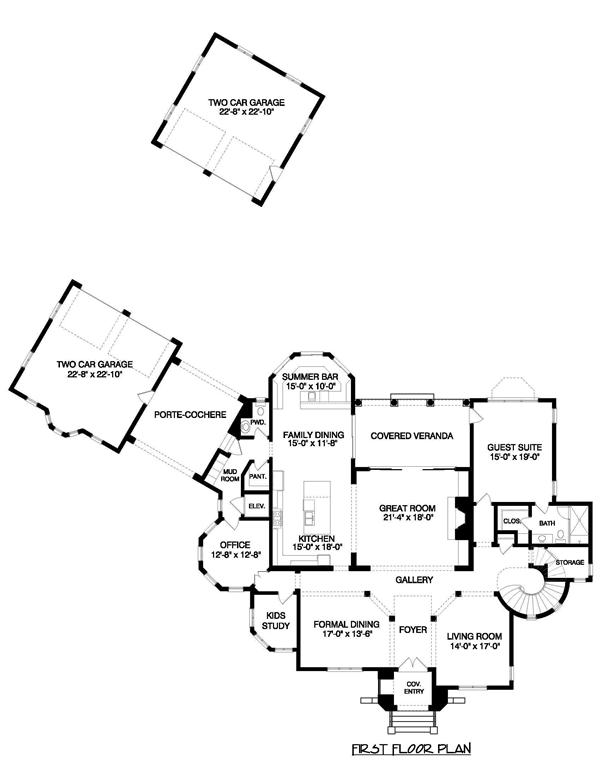 Floor Plan First Story for these luxury home plans.