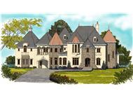 Luxury homeplans color front elevation.
