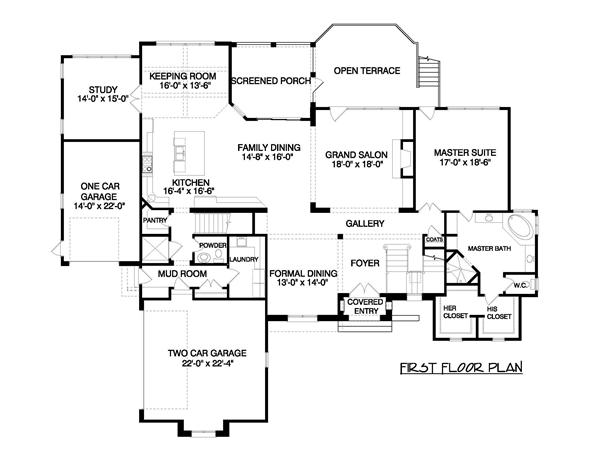 Floor Plan First Story for these Luxury House Plans.