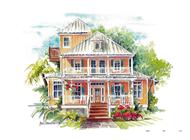 This is an artist's rendering of these California Style House Plans.