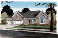 This is the front elevation for these Ranch House Plans.