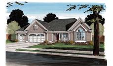 This is the front elevation for these Ranch House Plans.