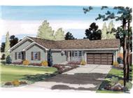 This is a very colorful rendering of these Ranch Home Plans.