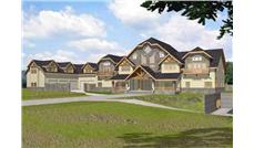 This image shows the front elevation for these Luxury House Plans.