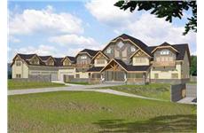 This image shows the front elevation for these Luxury House Plans.